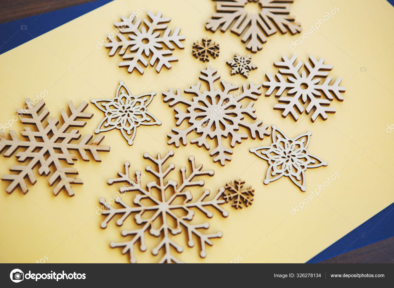 Winter Holiday Background Handmade Wooden Snowflakes Hand Made Crafts  Christmas Stock Photo by ©hurricanehank 326278134